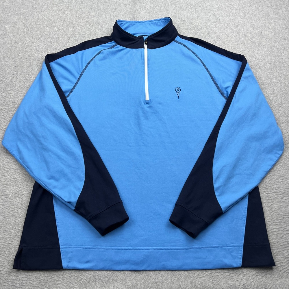 FootJoy Half Zip Sport Pullover Mens Large Blue Stretch Mock Performance Golf